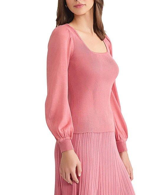 MISOOK Ribbed Knit Square Neck Balloon Sleeve Top Product Image