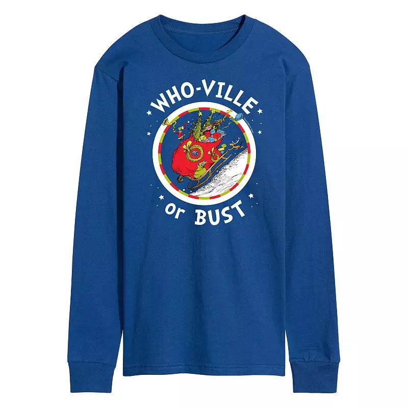Men's Dr. Seuss Grinch Who-ville or Bust Long Sleeve Tee,  Product Image