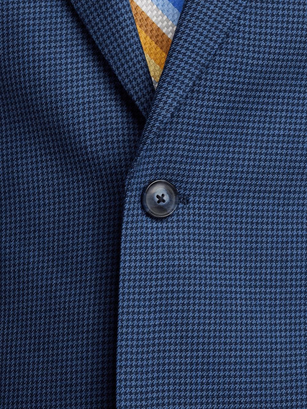 Wool Houndstooth Single Breasted Peak Lapel Suit - Blue Product Image