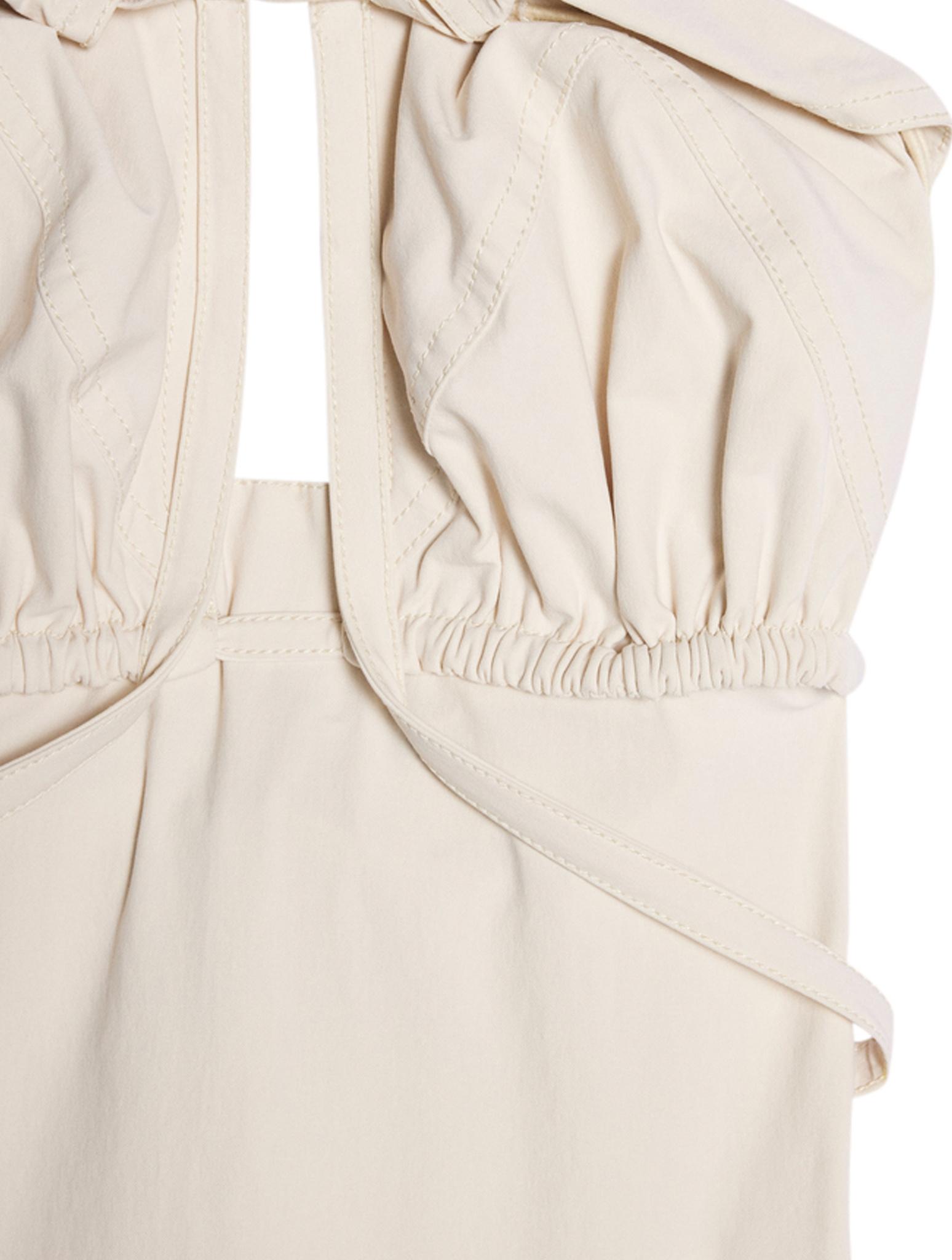 JACQUEMUS Strapless Ruffled Cutout Twill Midi Dress In White Product Image
