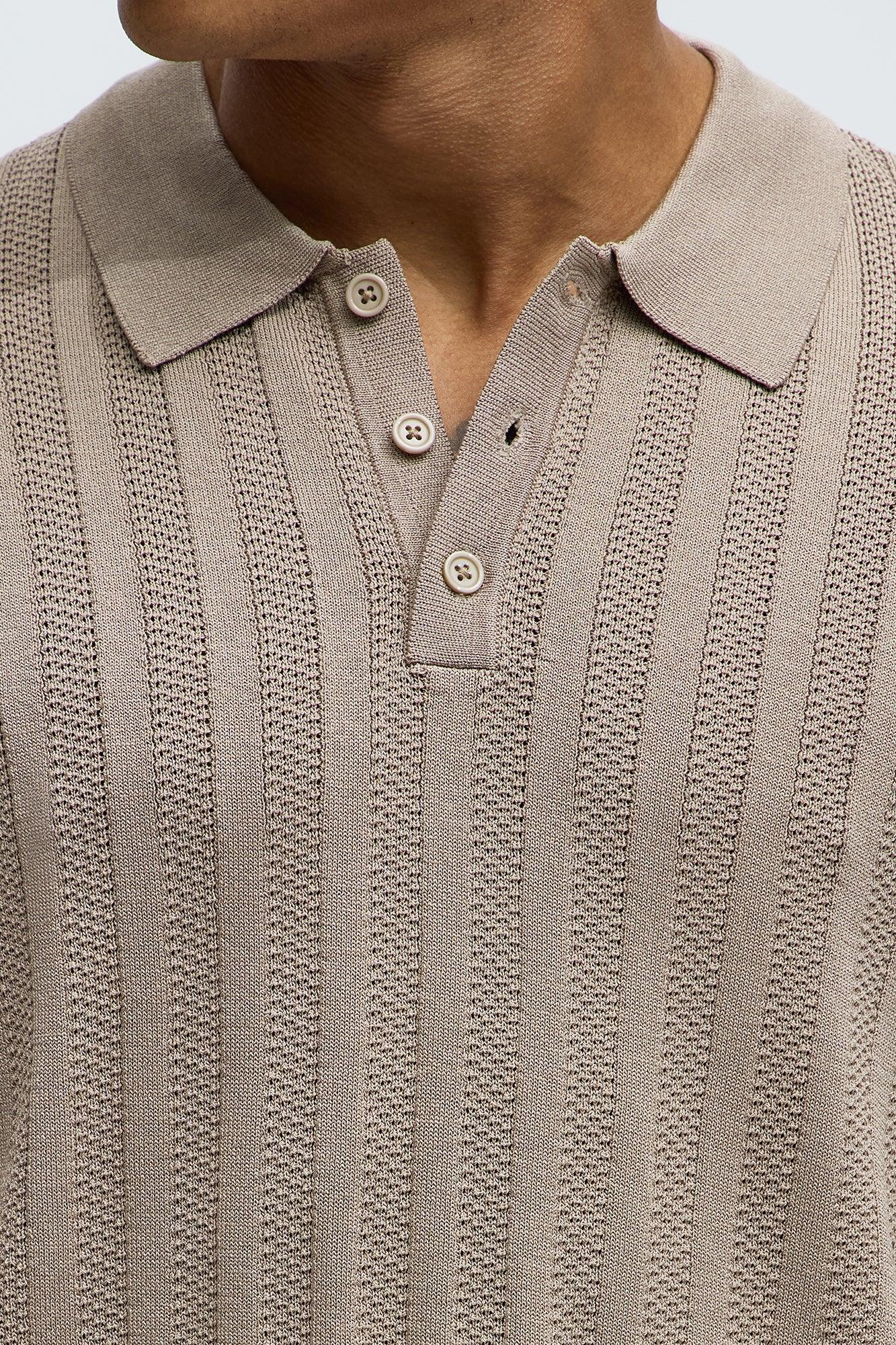 Lorenzo Textured Polo Shirt - Taupe Product Image