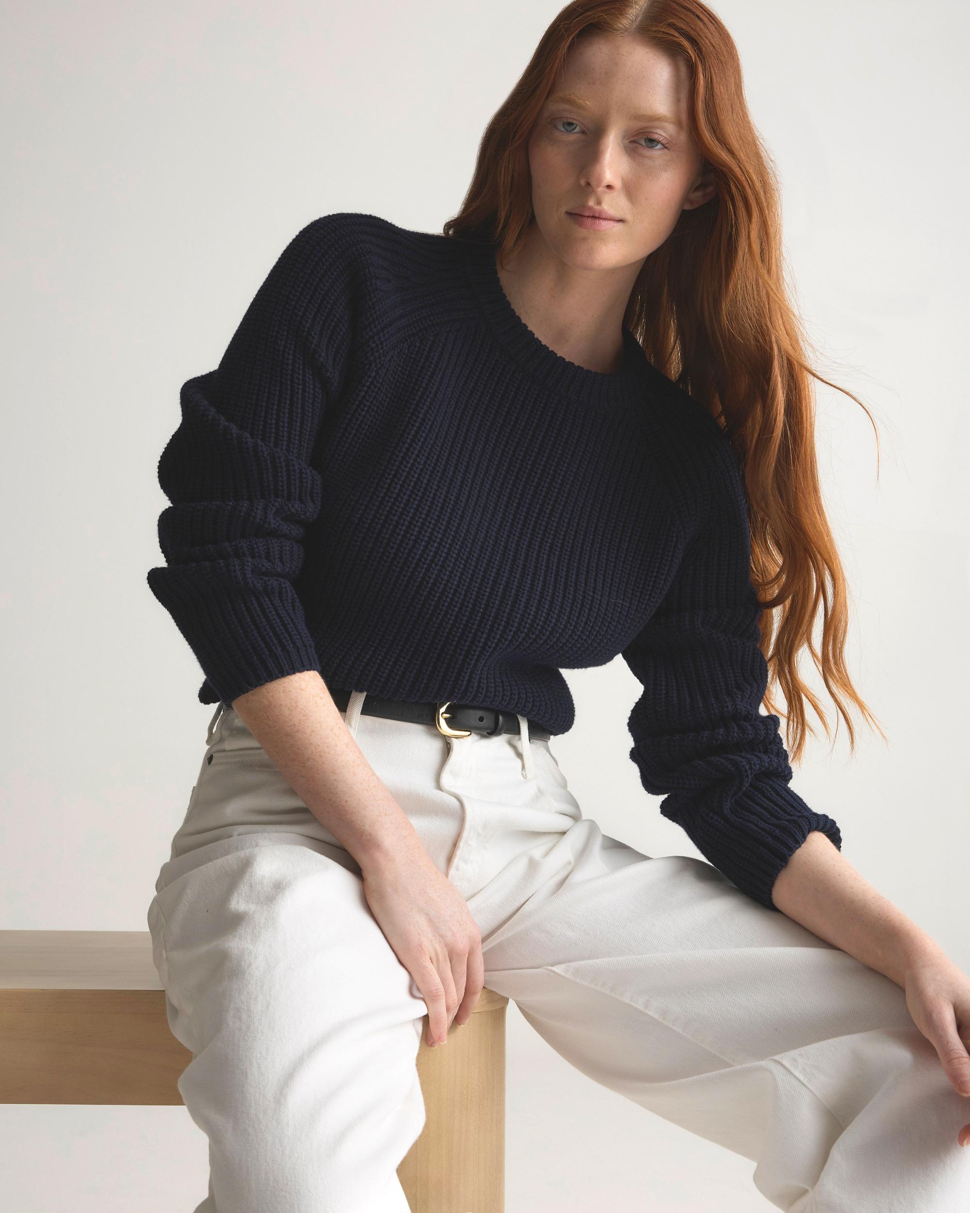 Quince | Women's Fisherman Crew Sweater Organic Cotton Product Image