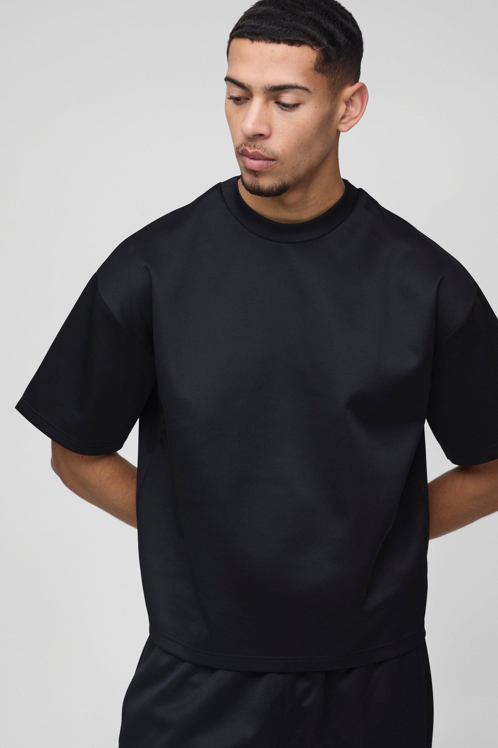 Oversized Boxy Scuba T-Shirt & Sweatpants Long Set | boohooMAN USA Product Image