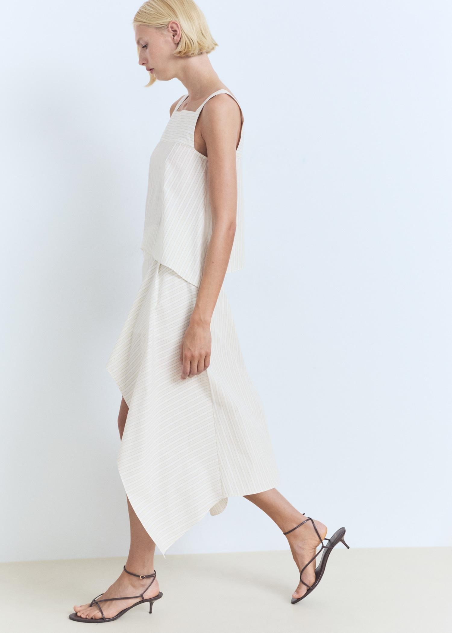 Striped asymmetric skirt - Women | MANGO USA Product Image