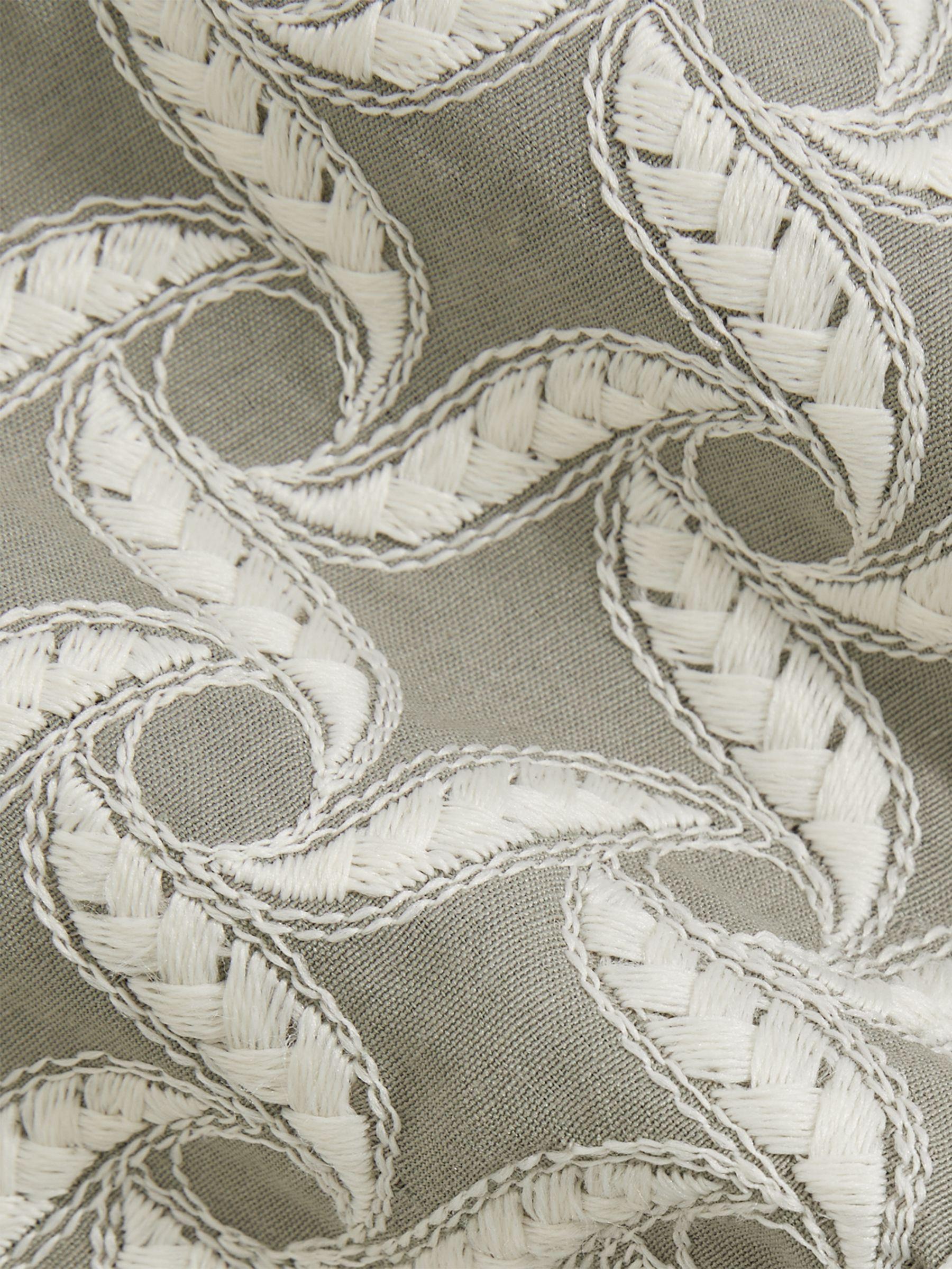 Reiss | Ché Motif-Embroidered Shirt in Sage/White Product Image