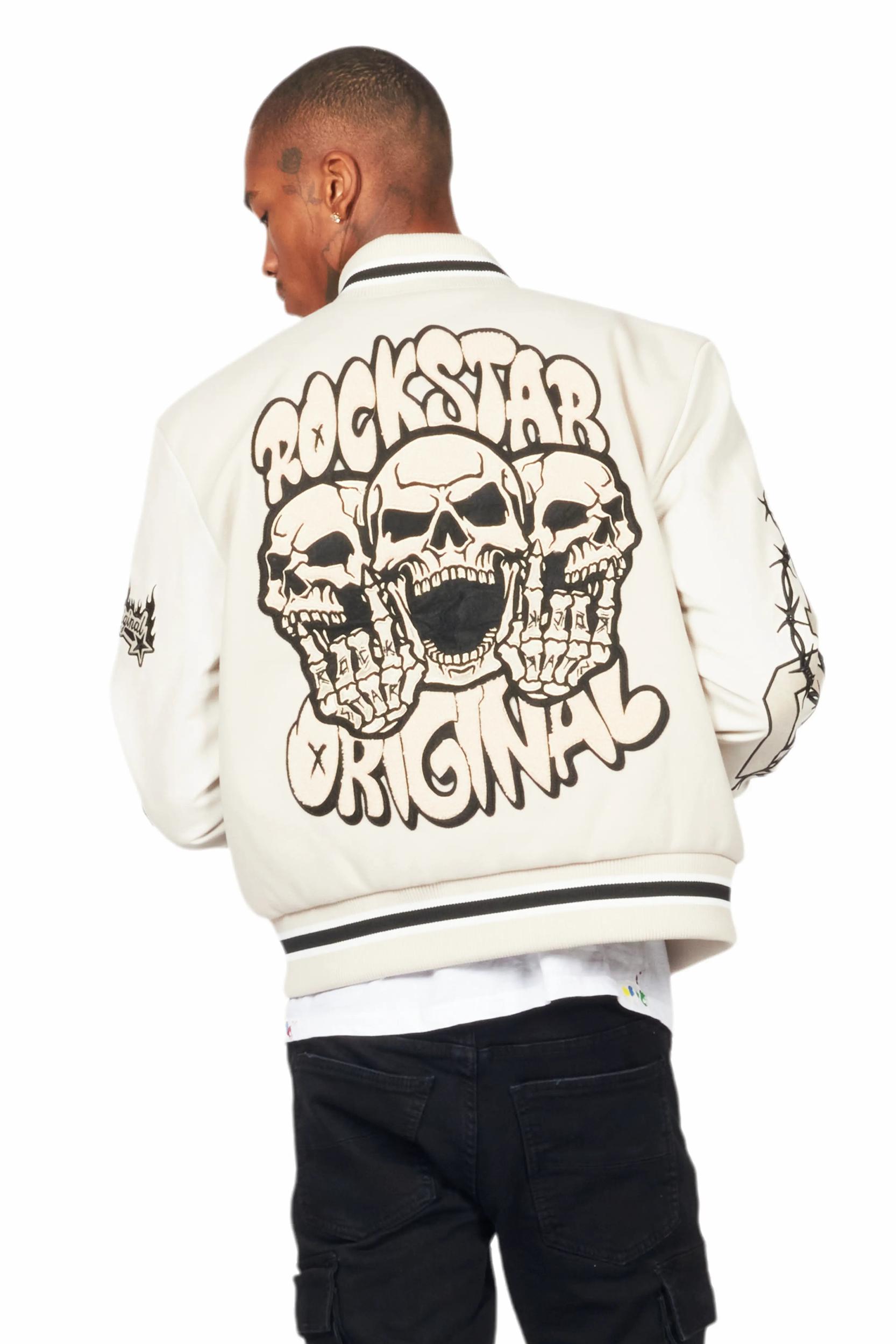 Vielsa Beige Oversized Varsity Jacket Female Product Image