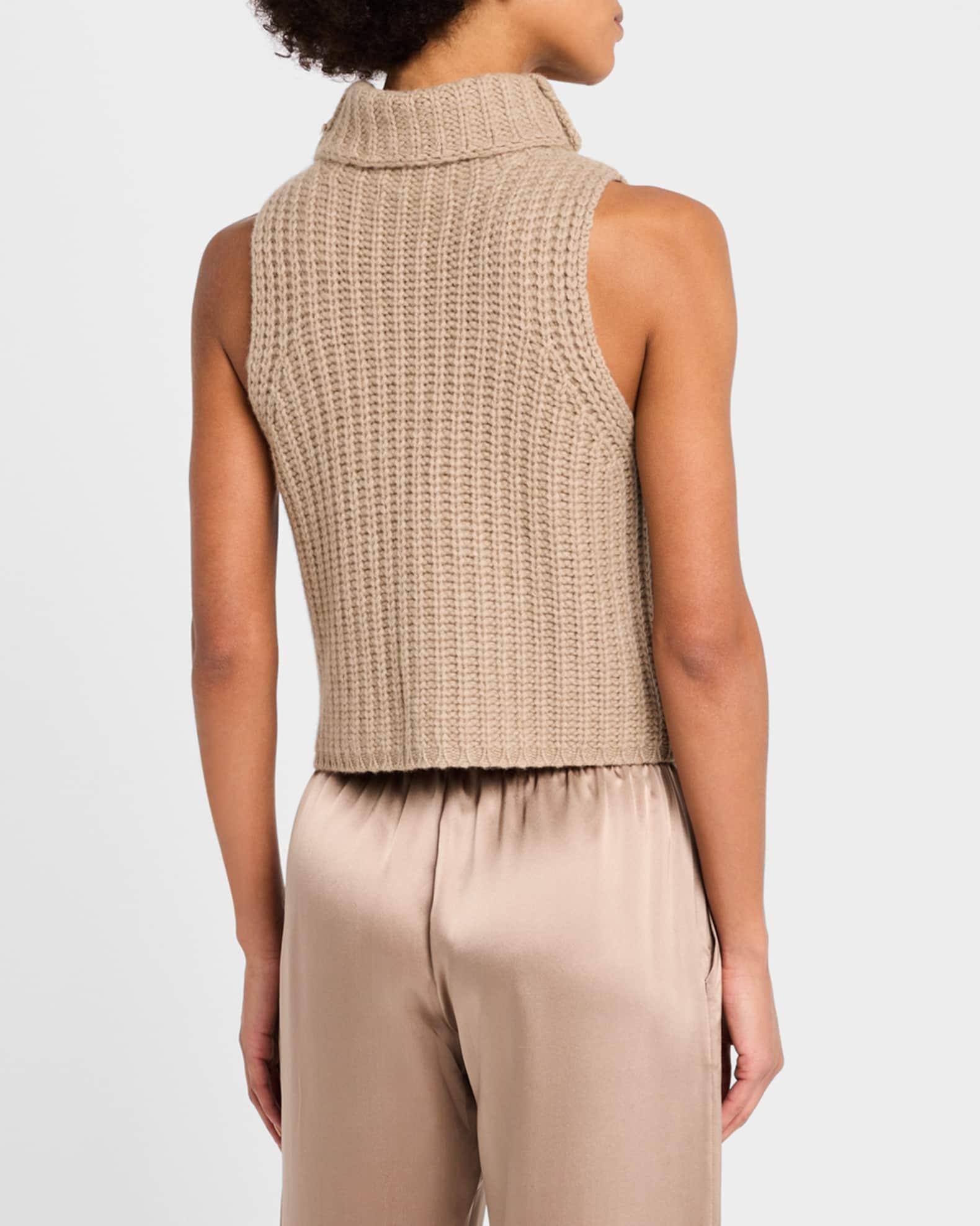 Cashmere Cropped Turtleneck Sweater Vest Product Image
