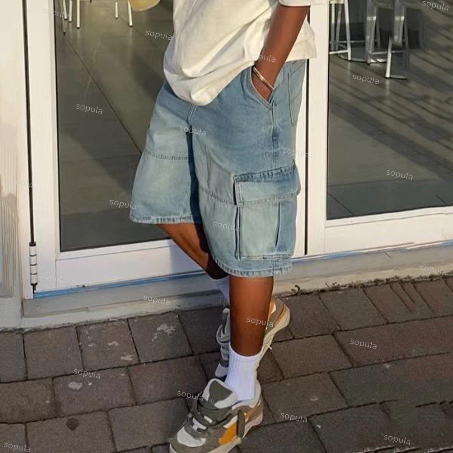 Vintage Washed Workwear Jorts Denim Shorts Product Image