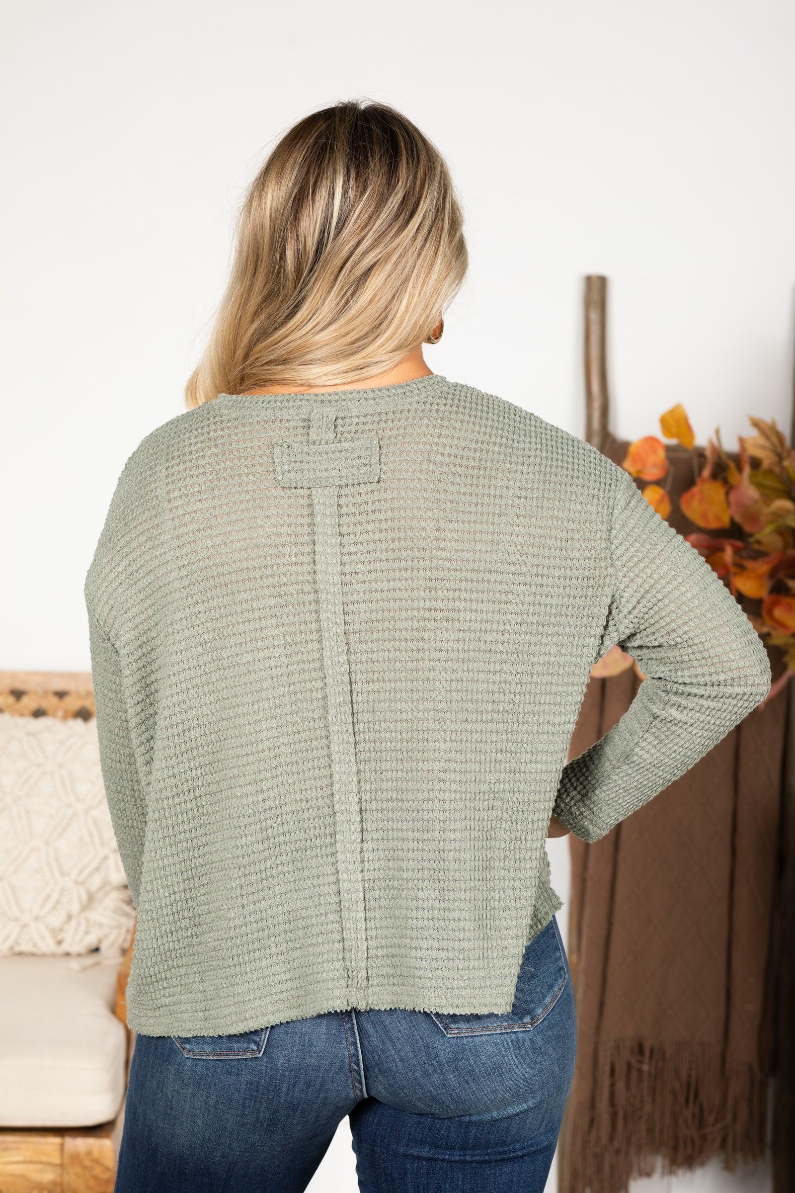 Waffle Knit Sweater With Pocket Product Image