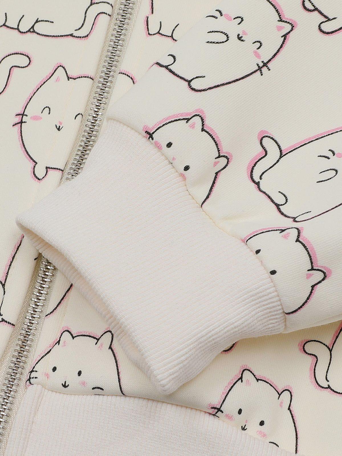 Aelfric Eden Full Print Cartoon Cat Zip Up Hoodie Product Image