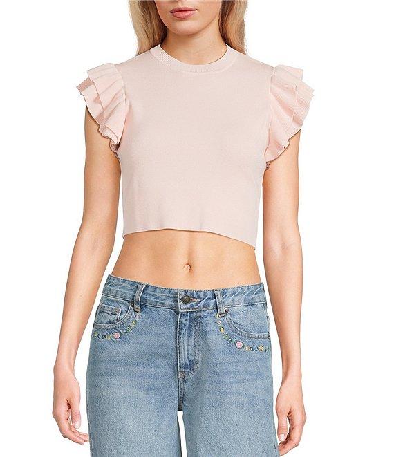 KatieJNYC Crew Neck Isla Ruffle Sleeve Top Product Image