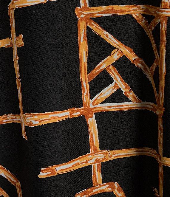 Jude Connally Emerson Bamboo Lattice Print Jude Cloth Knit Point Collar Puffed Sleeve Shift Dress Product Image