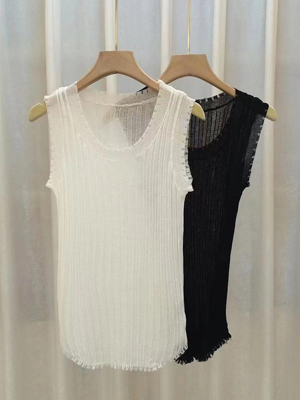 U Neck Cutout Trim Tank Top Product Image