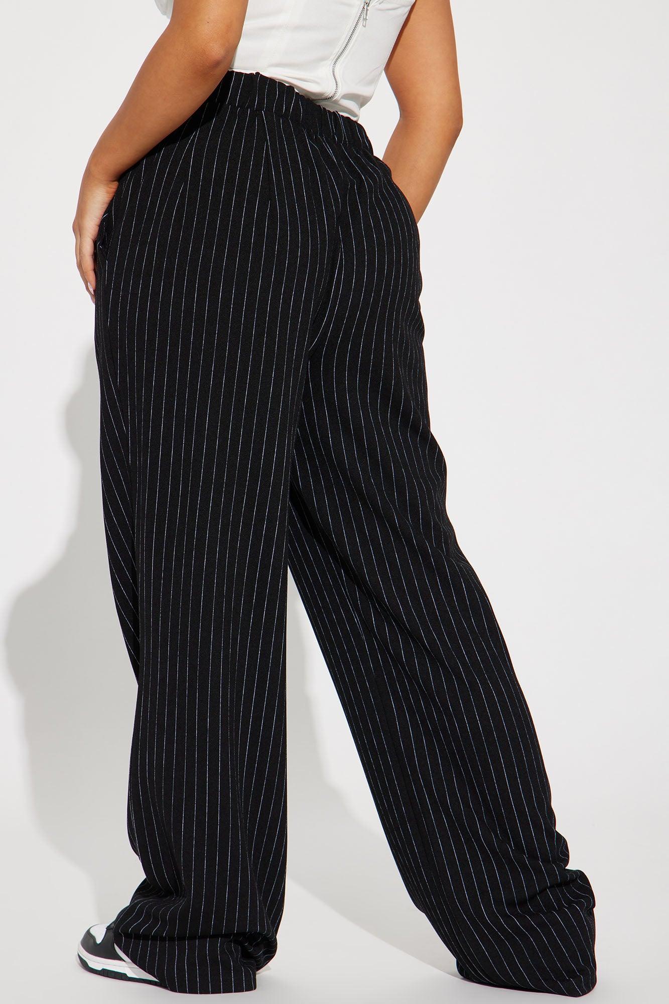 Work It Pinstripe Trouser Pant - Black Product Image