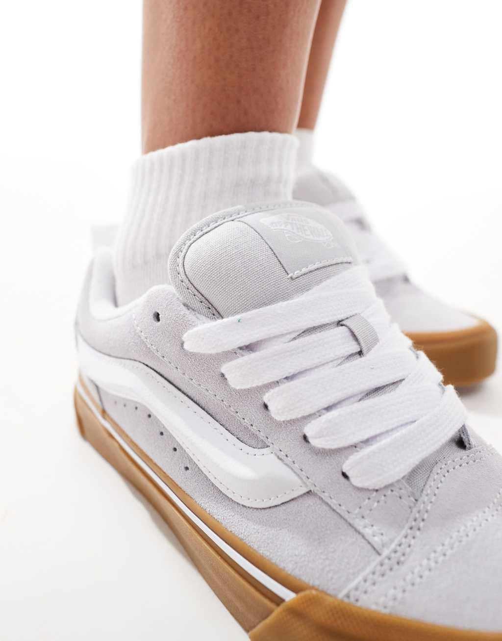 Vans Knu Skool gum sole sneakers in light gray Product Image
