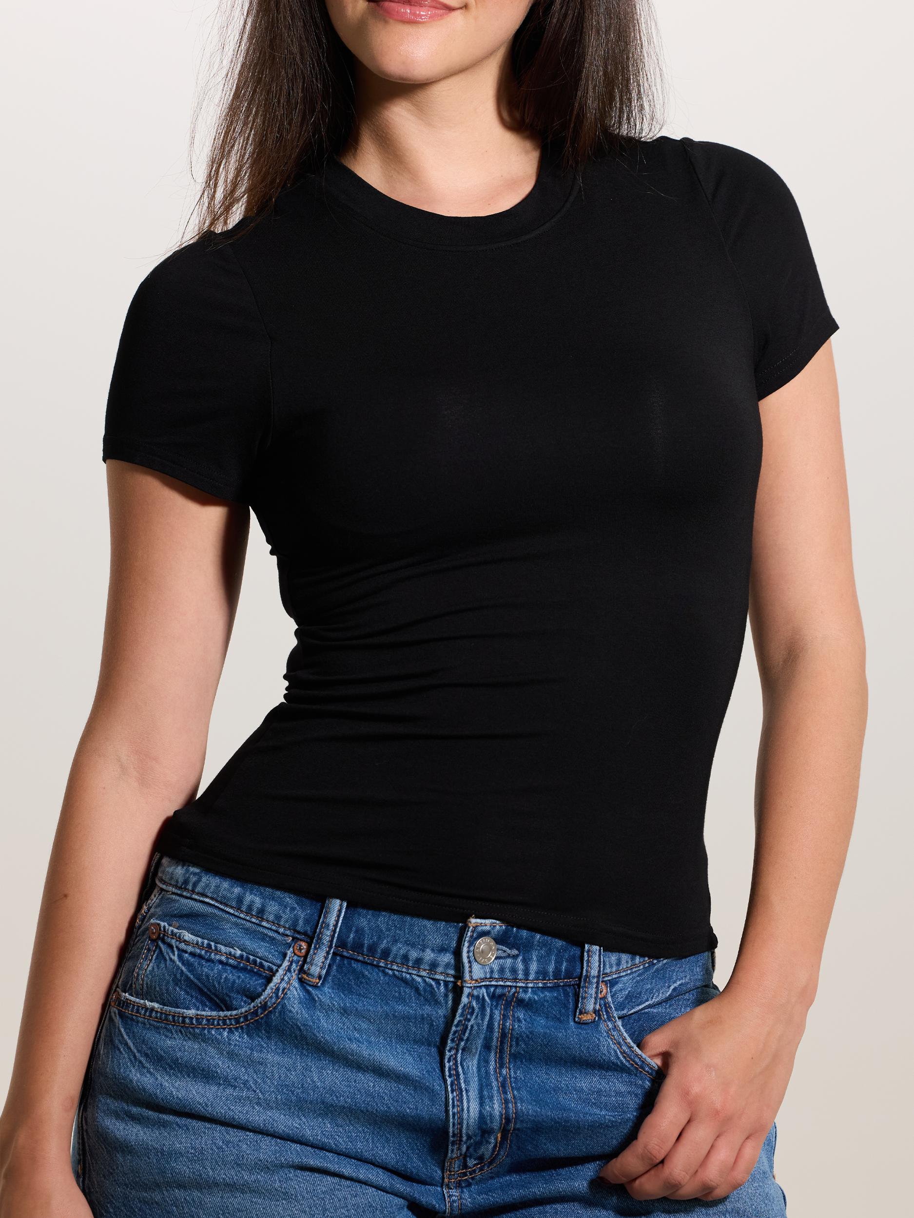 Solid Crew Neck Braless T-Shirt Product Image