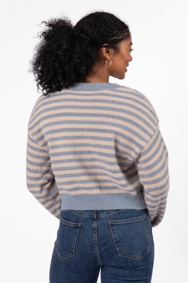 More Than Amazing Slate Grey Striped Button Front Cardigan FINAL SALE Product Image