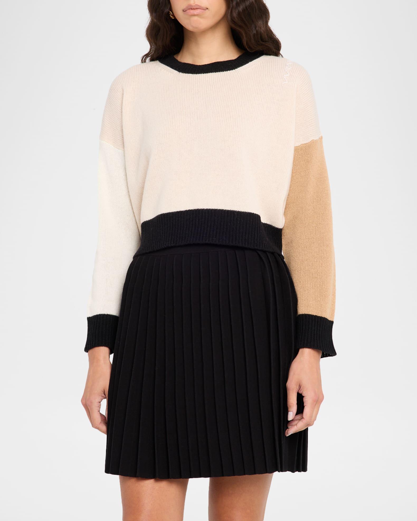 Colorblock Cashmere Crewneck Sweater Product Image
