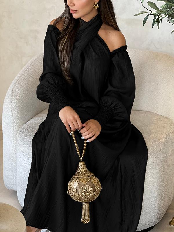 Loose Solid Color Long Sleeves Maxi Dresses Product Image