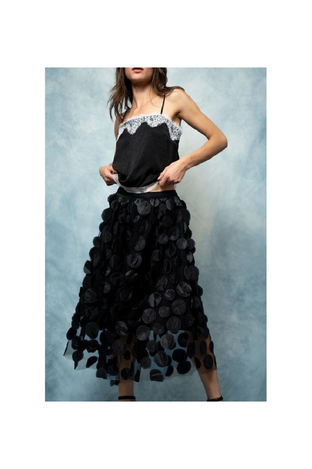Polka Dot Tulle Midi Skirt with Elastic Waist Product Image