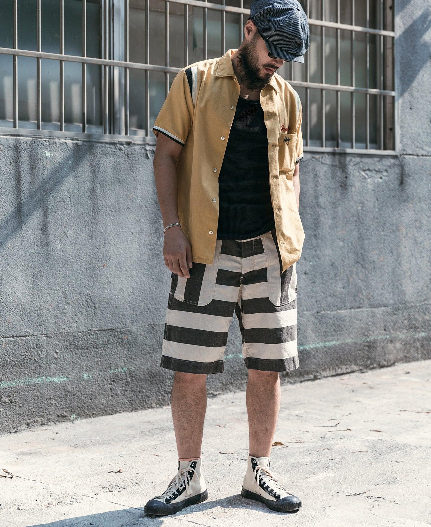 Striped Denim Newsboy Cap Product Image