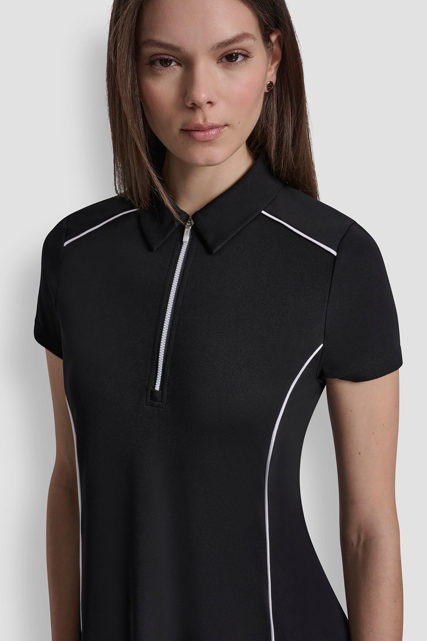 HALF-ZIP POLO DRESS WITH CONTRAST PIPING Product Image