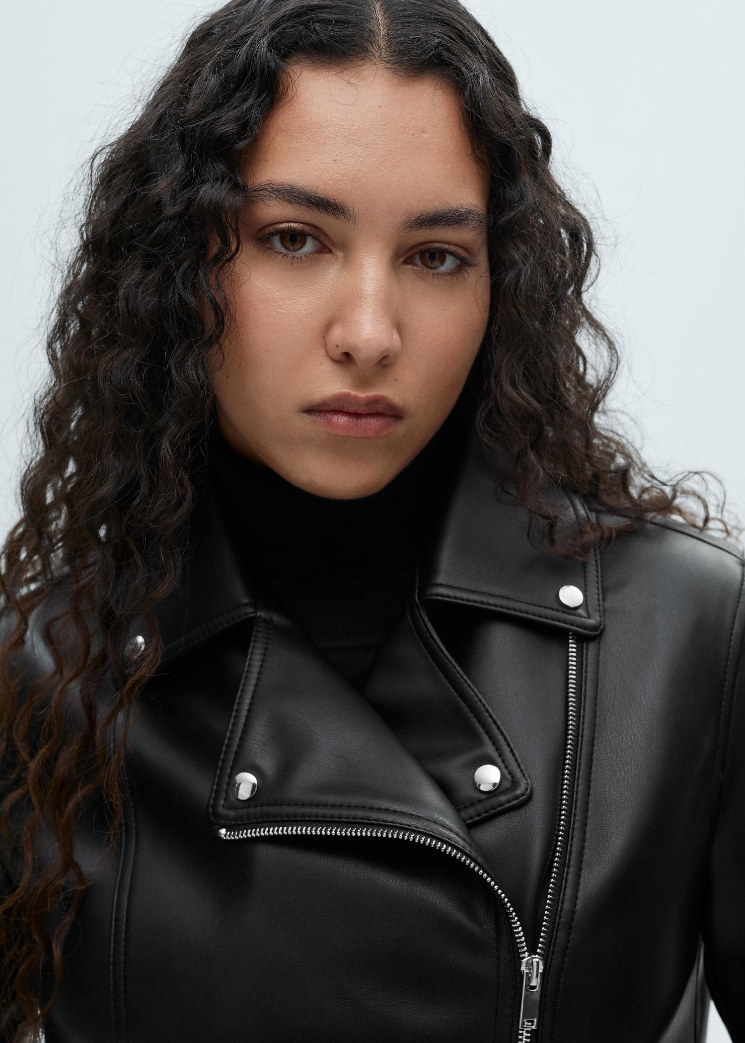 Leather-effect biker jacket - Women | MANGO USA Product Image