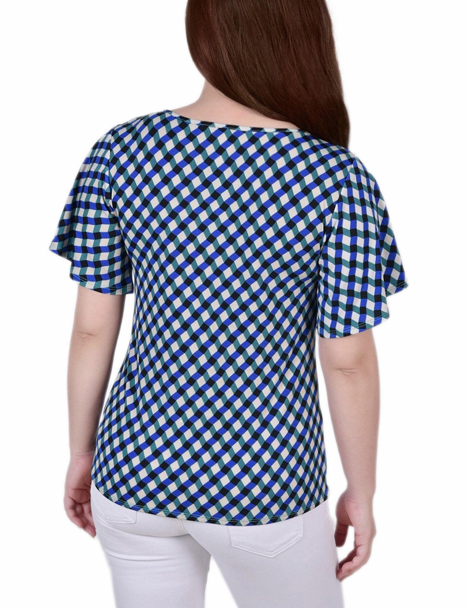 Deep Lake Limoges 3/4 Sleeve Blouse With Necklace - Petite Product Image