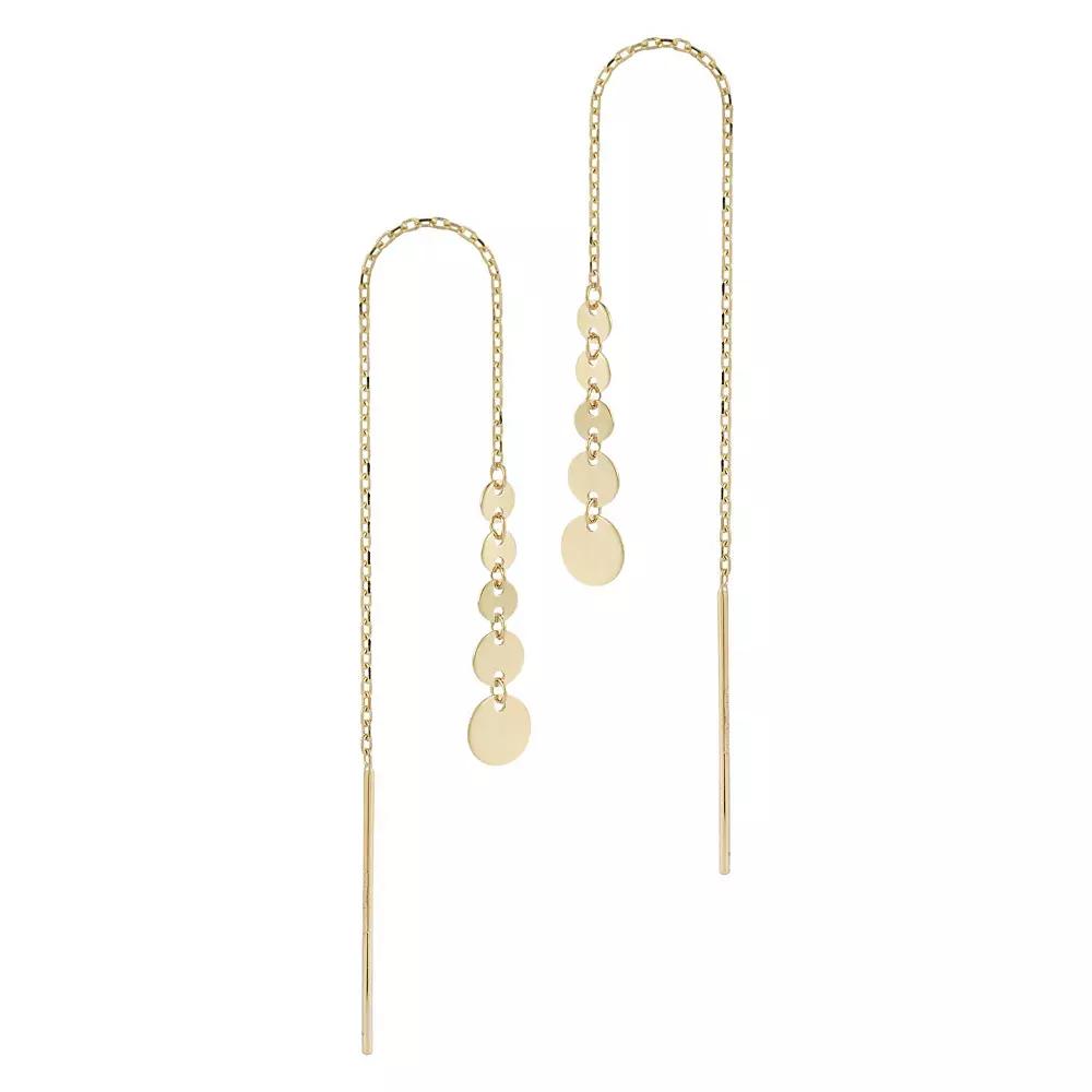 LUMINOR GOLD 14k Gold Graduating Disc Threader Earrings, Women's Product Image
