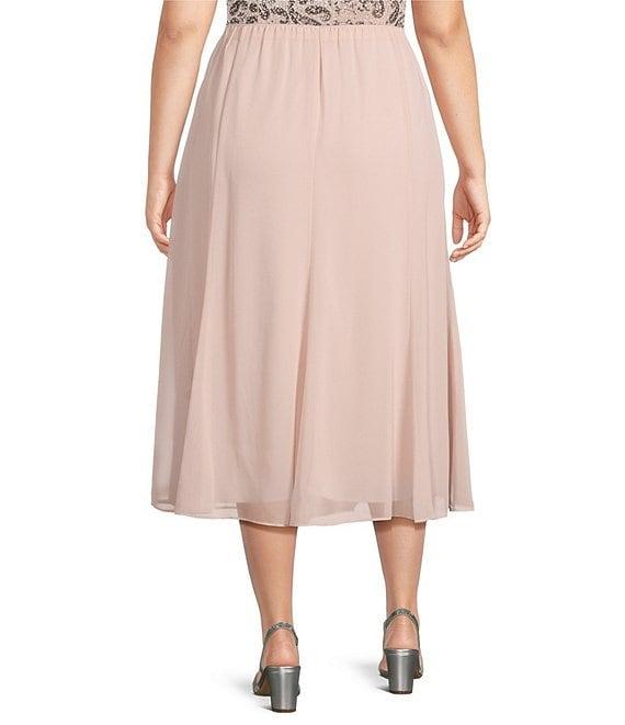 Alex Evenings Plus Size Chiffon A Line Midi Skirt Product Image