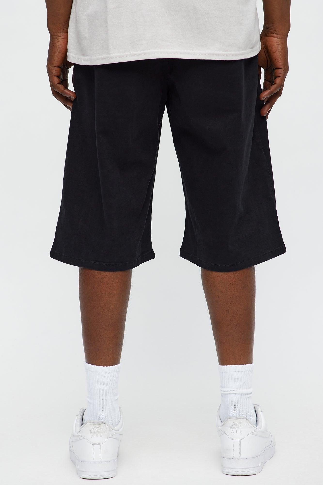 Baggy Oversized Pocket Cargo Shorts - Black Male Product Image