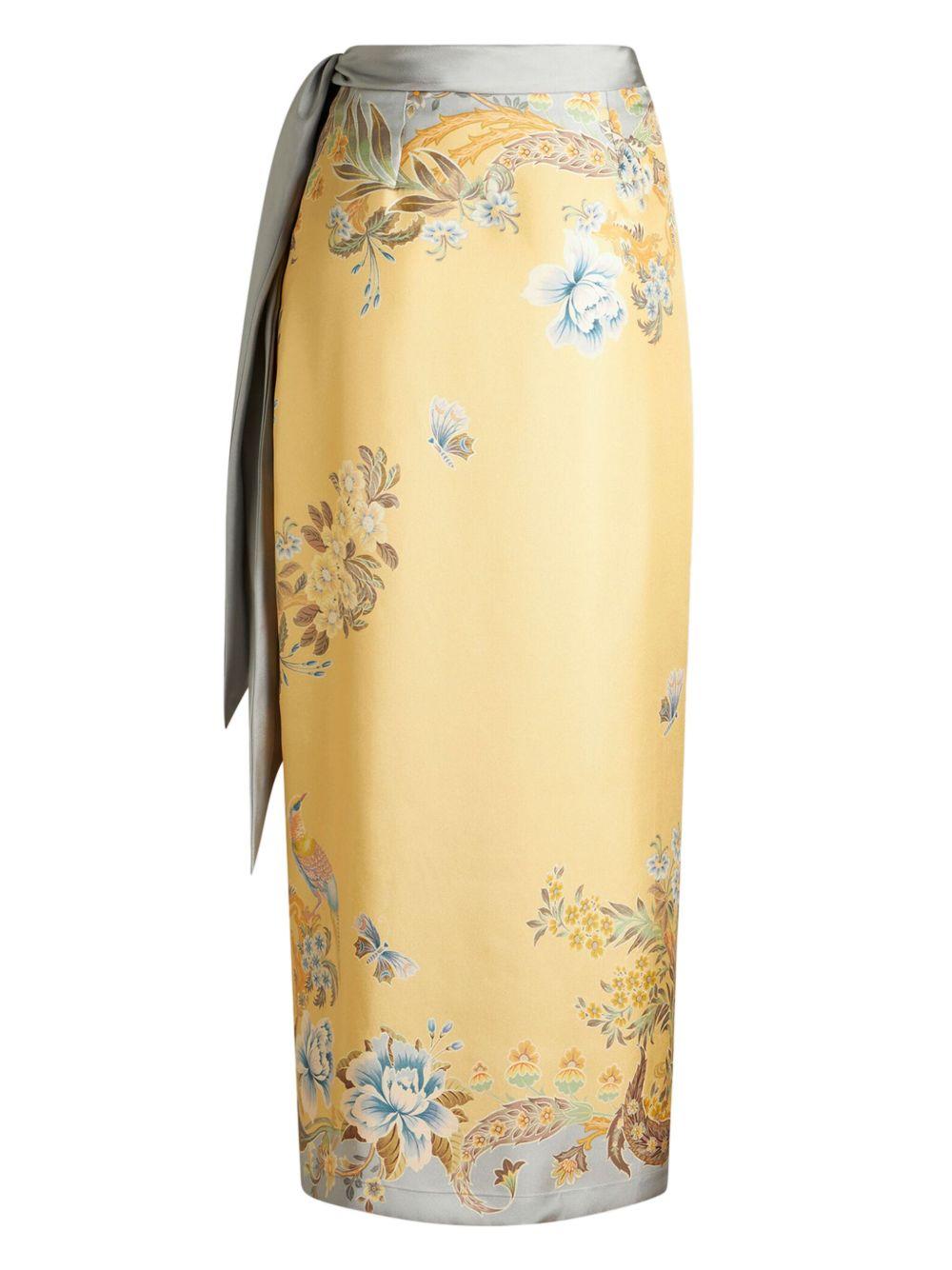 floral-print silk midi skirt Product Image