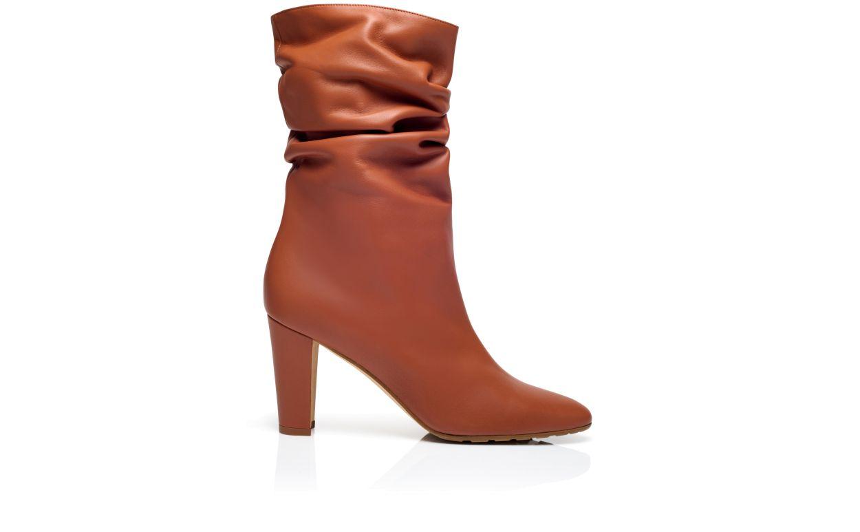 CALASSO Brown Nappa Leather Mid Calf Boots Product Image