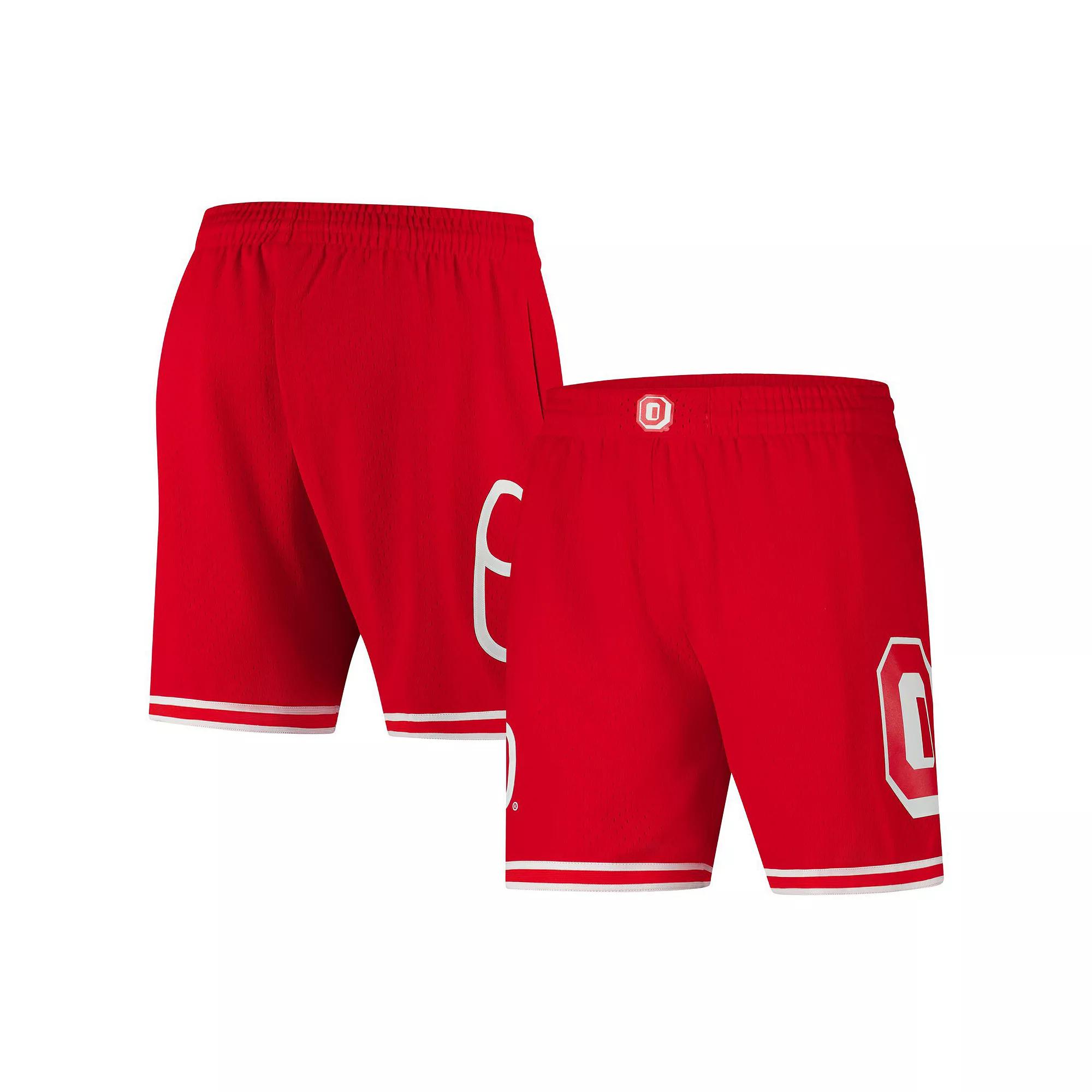 Men's Mitchell & Ness Scarlet Ohio State Buckeyes Team ID Current Logo Mesh Shorts,  Product Image