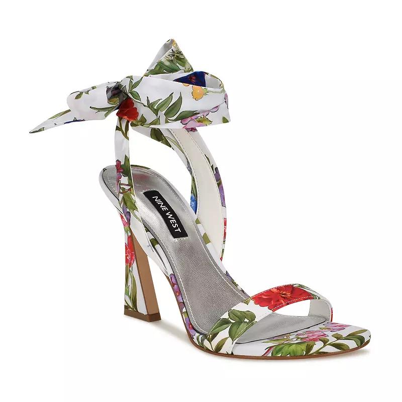 Nine West Kelsie Women's Heeled Dress Sandals, Size: 10, White Garden Print Product Image