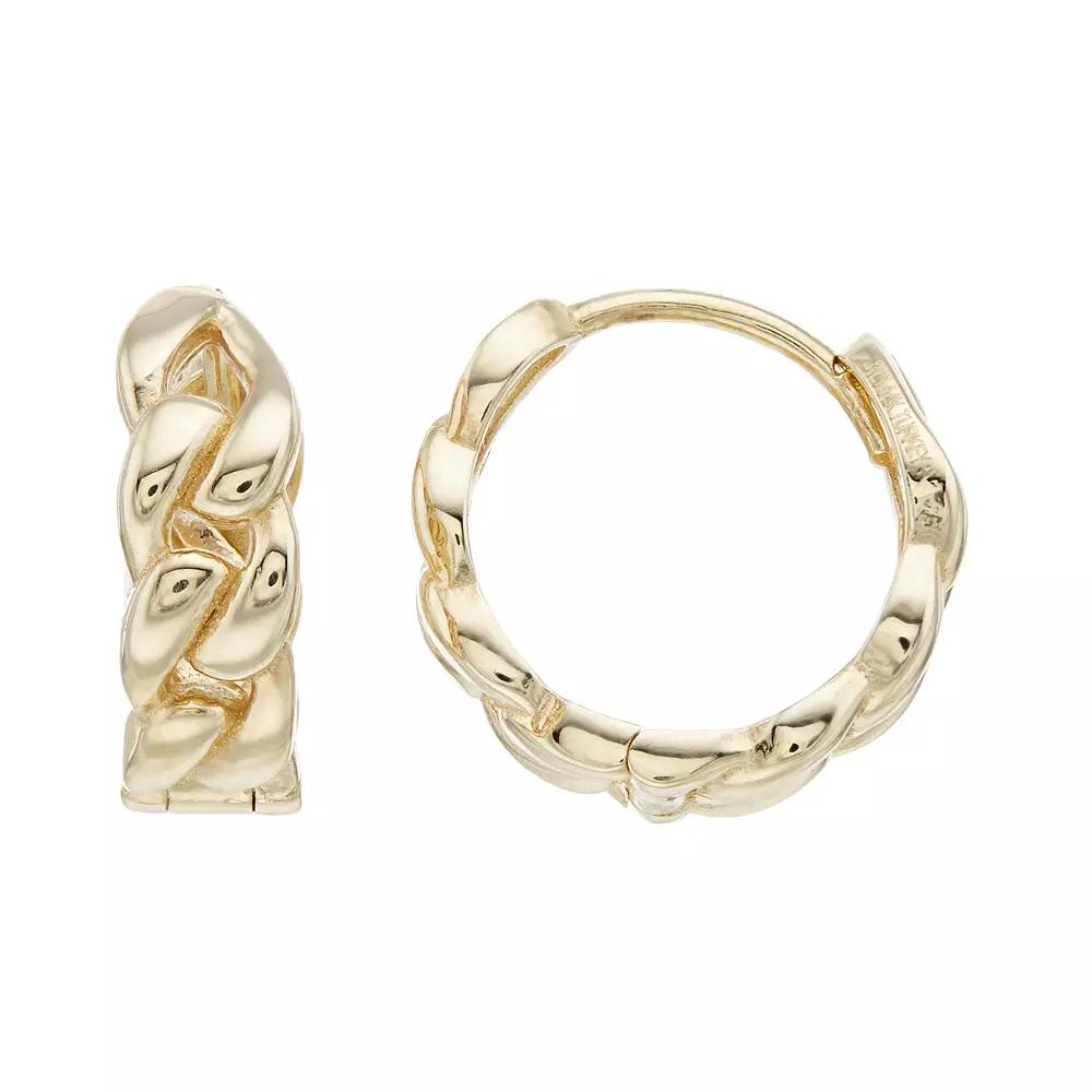 14k Gold Braided Huggie Hoop Earrings, Women's Product Image