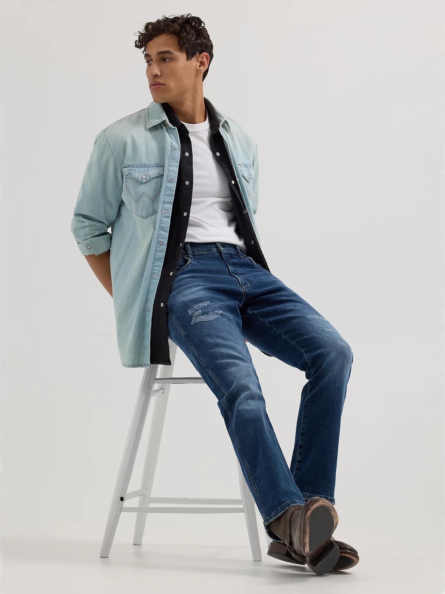Men's Destructed Bootcut Jean | Men's JEANS | Wrangler® Product Image