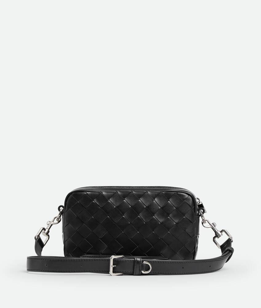 Men's Mini Intrecciato Camera Bag in Black Product Image