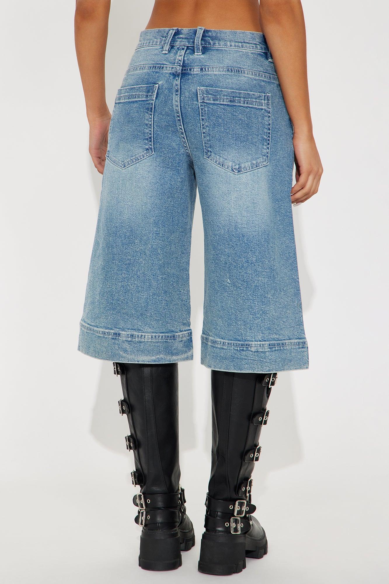 Not A Chance Denim Jorts - Light Wash Product Image