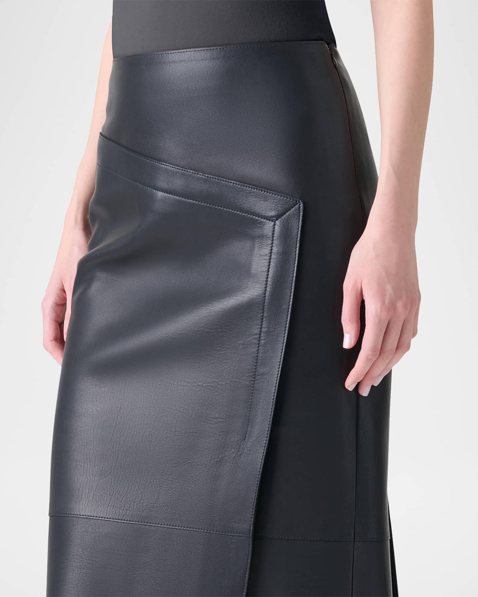 Asymmetric Trapezoid Nappa Leather Midi Skirt Product Image