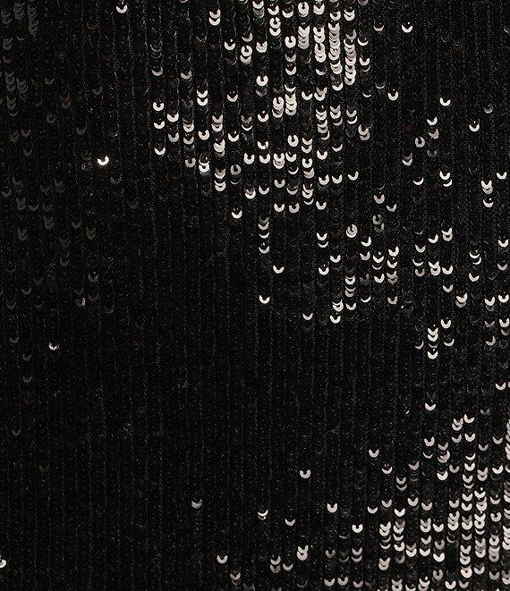 B. Darlin Allover Sequin Sleeveless Halter V-Neck Dress Product Image