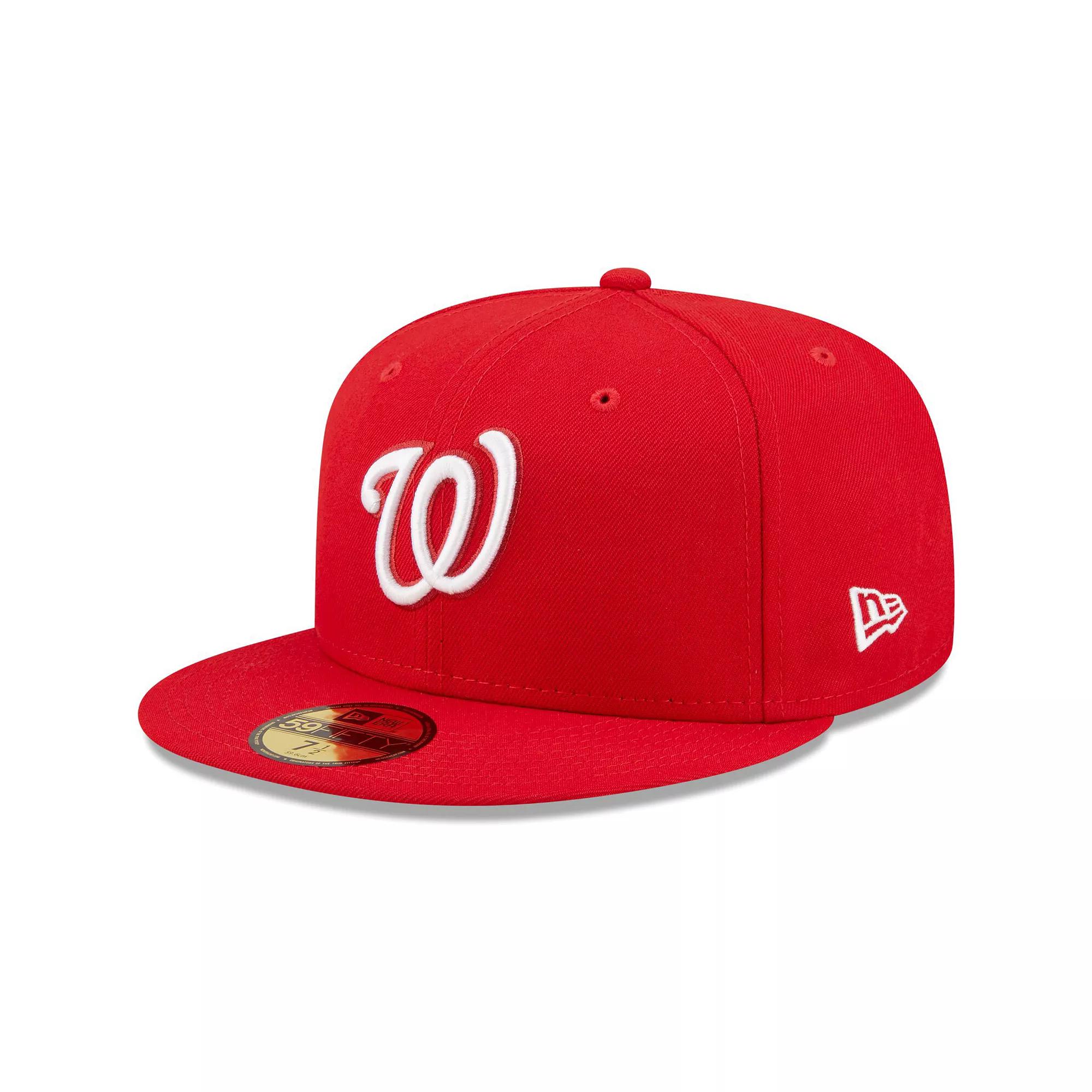 Men's New Era Red Washington Nationals Logo White 59FIFTY Fitted Hat, Size: 7 5/8 Product Image