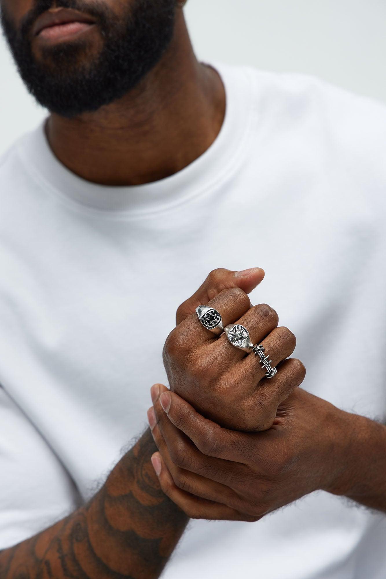 Silver Spikes Ring Set - Silver Product Image