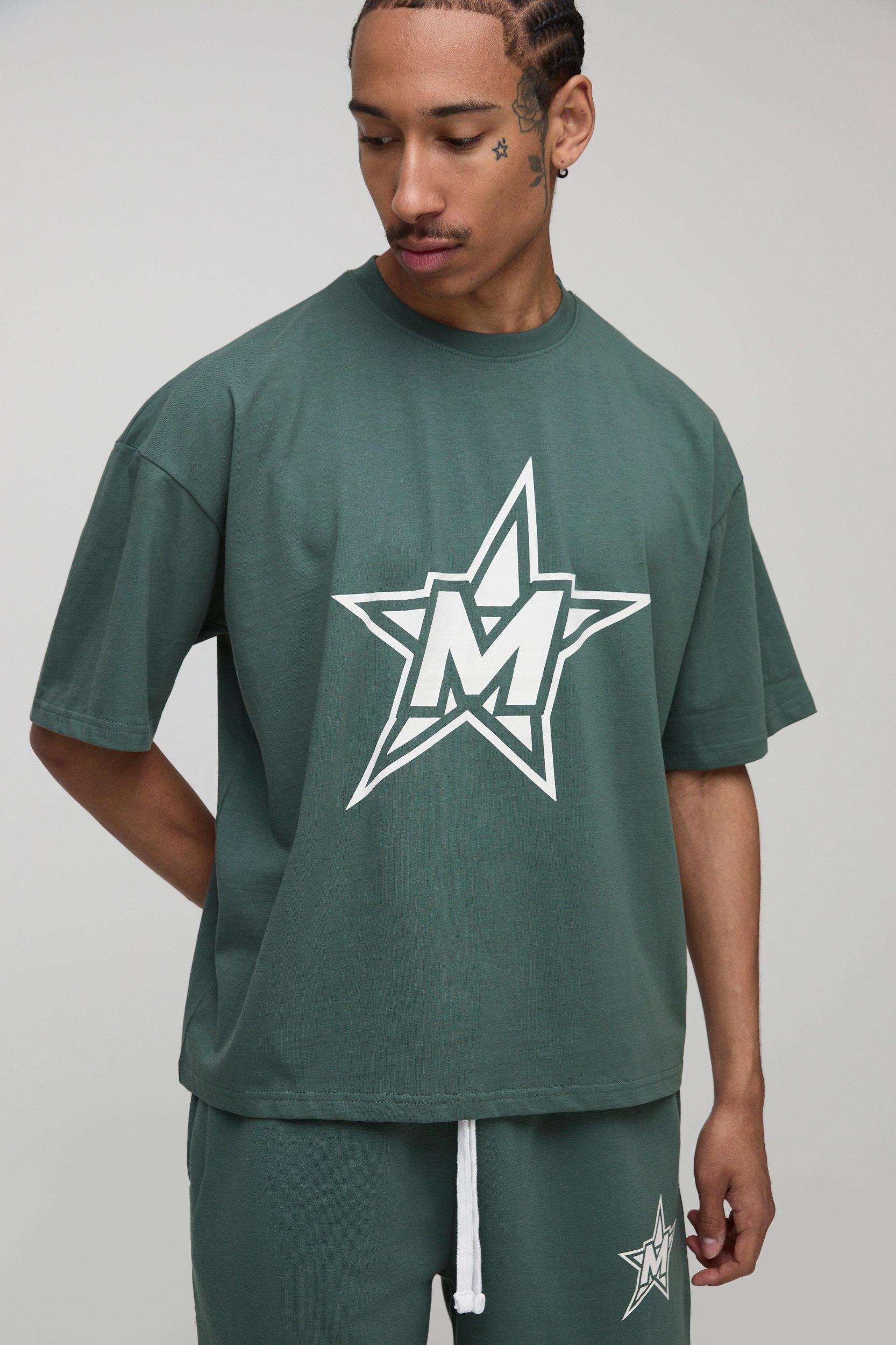 Oversized Boxy M Star T-Shirt & Short Set | boohooMAN USA Product Image
