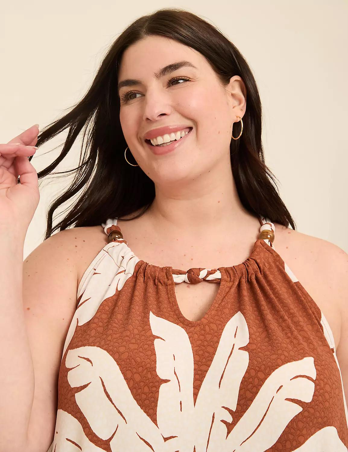 Beaded & Knot Halter-Neck Jersey Maxi Dress Product Image