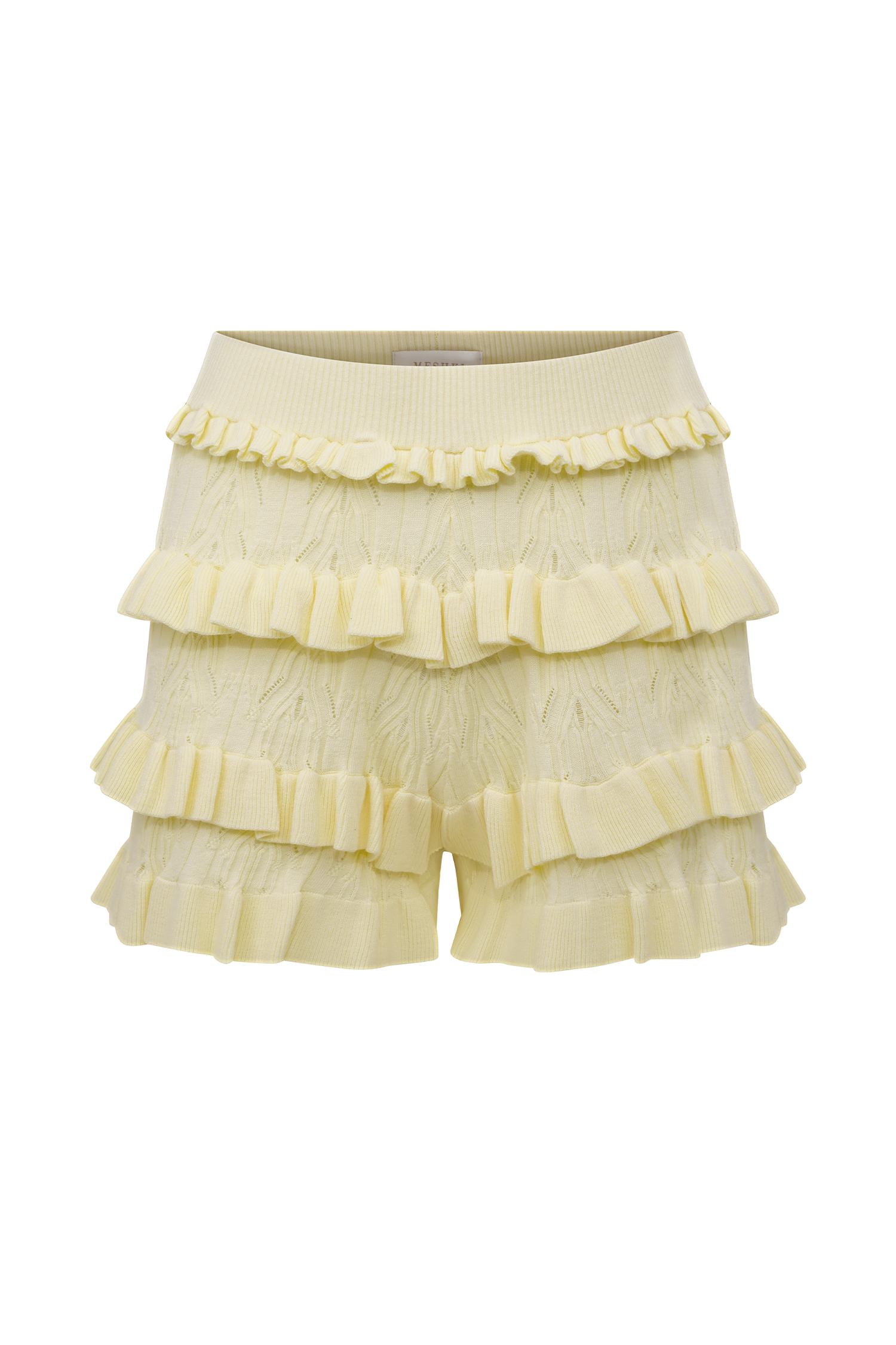 Amy Pointelle Knit Frill Bloomers - Lemon Product Image