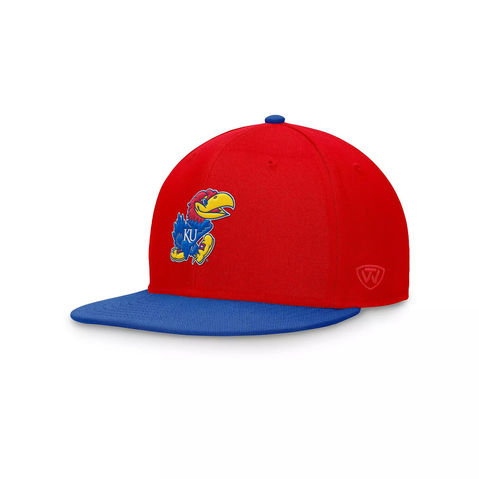 Men's Top of the World Red/Royal Kansas Jayhawks Rally Two-Tone Fitted Hat, Size: 7 1/2 Product Image