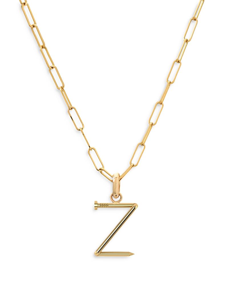 Zoe Lev 14K Yellow Gold Large Nail Initial Necklace, 18 Product Image