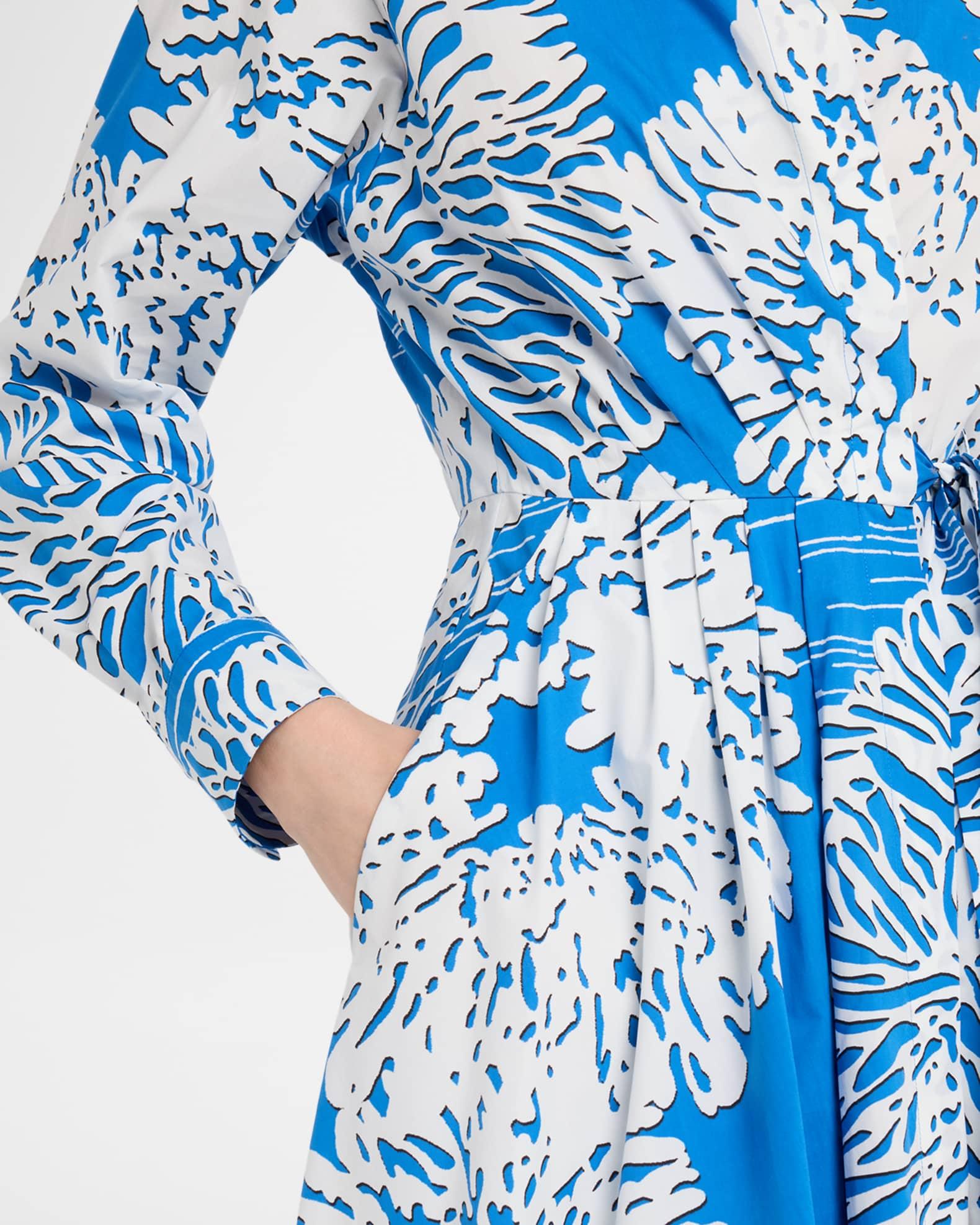 Abstract-Print Cotton Midi Wrap Shirtdress Product Image