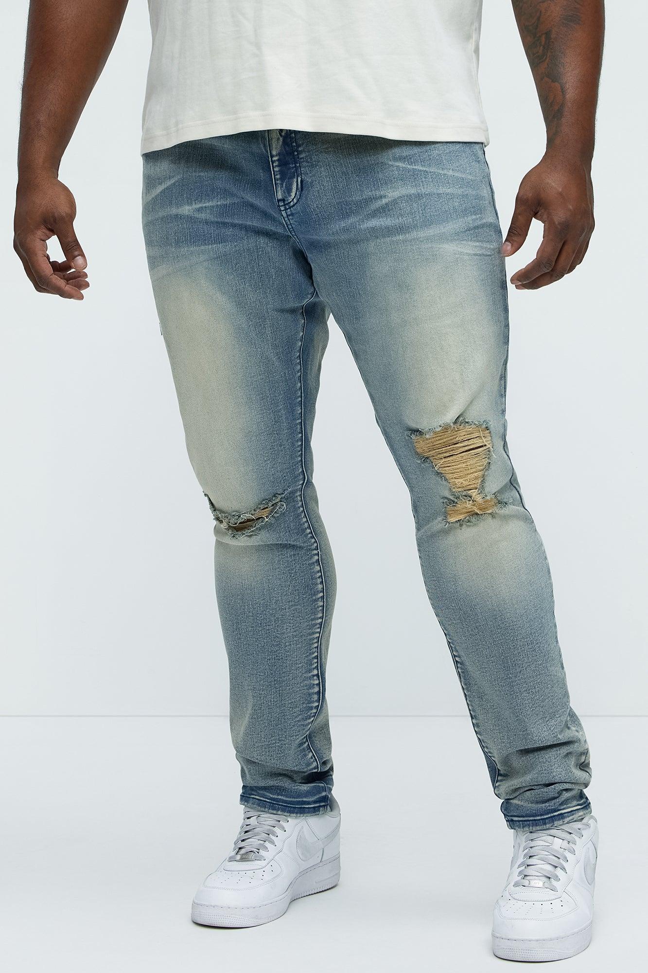 Crease Vintage Stacked Skinny Jeans - Vintage Blue Wash Product Image